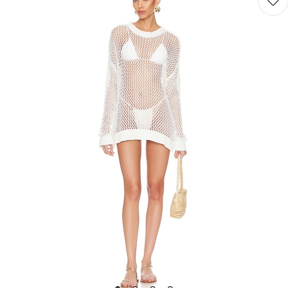 Beach Riot Other - Beach Riot Hilary white open knit sweater cover up size XL
